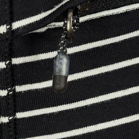 LULULEMON Black White Stripe Base Runner 1/2 Zip Rulu Active Pullover Top Size 4 - Picture 9 of 15